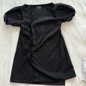 Black Denim Puff Sleeve Dress